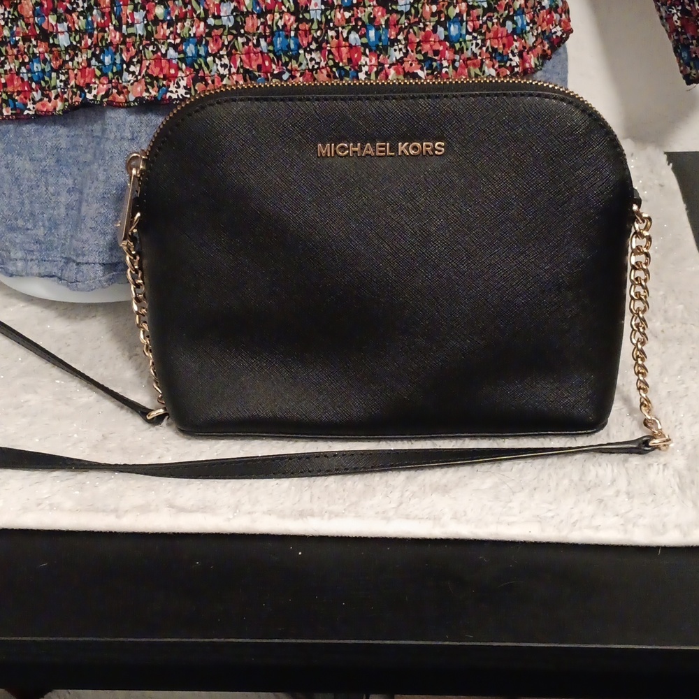 Michael Kors Preloved Like New Black Crossbody Bag with Gold Chain